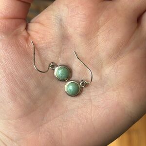 Teal and silver earring drops